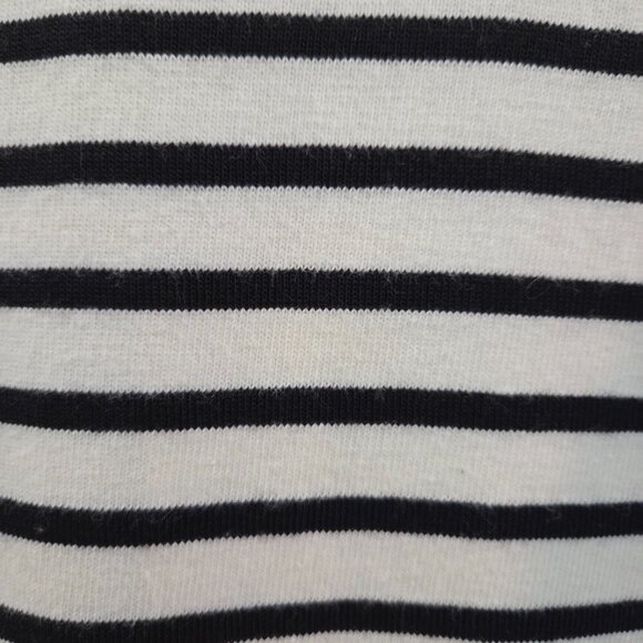 LOFT BLACK & WHITE STRIPED TOP W/EMBROIDERED FLOWERS & HUMMINGBIRDS SIZE SMALL - Picture 4 of 12